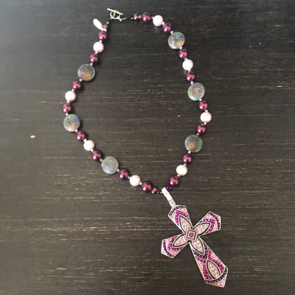 Maroon, Purple, Pink Handmade Necklace
